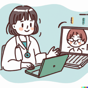 A doctor helping a patient over the internet, thanks to eSIM.